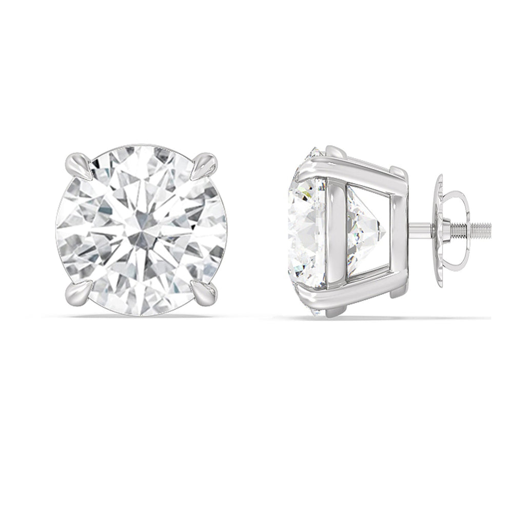 Certified Luxe Four Prong Lab Diamond Stud Earrings (IGI G+ VS+) with Platinum / Lab / 10 Cut Diamond in 14KT Platinum / Lab / 10 view 4
