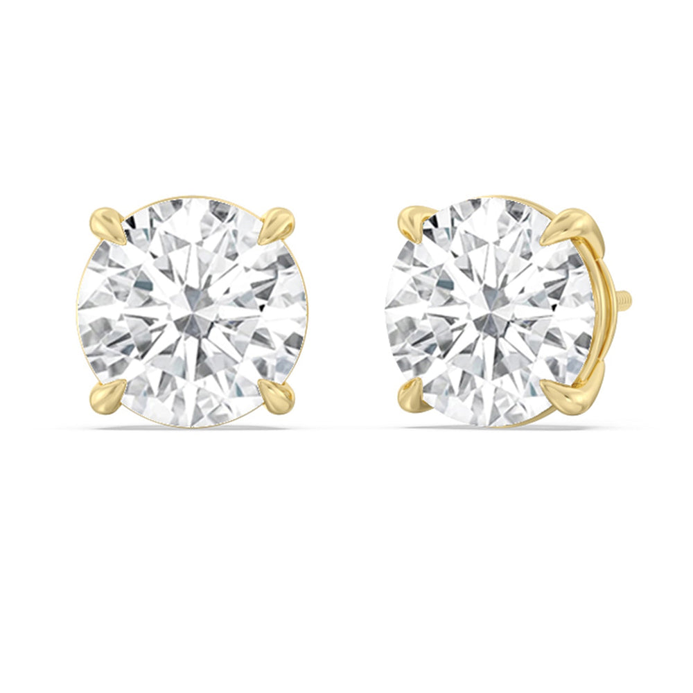 Certified Luxe Four Prong Lab Diamond Stud Earrings (IGI G+ VS+) with 14KT Yellow Gold / Lab / 10 Cut Diamond in 14KT Yellow Gold / Lab / 10 view 1
