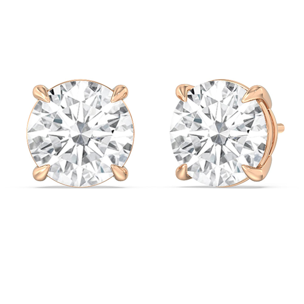 Certified Luxe Four Prong Lab Diamond Stud Earrings (IGI G+ VS+) with 14KT Rose Gold / Lab / 12 Cut Diamond in 14KT Rose Gold / Lab / 12 view 1
