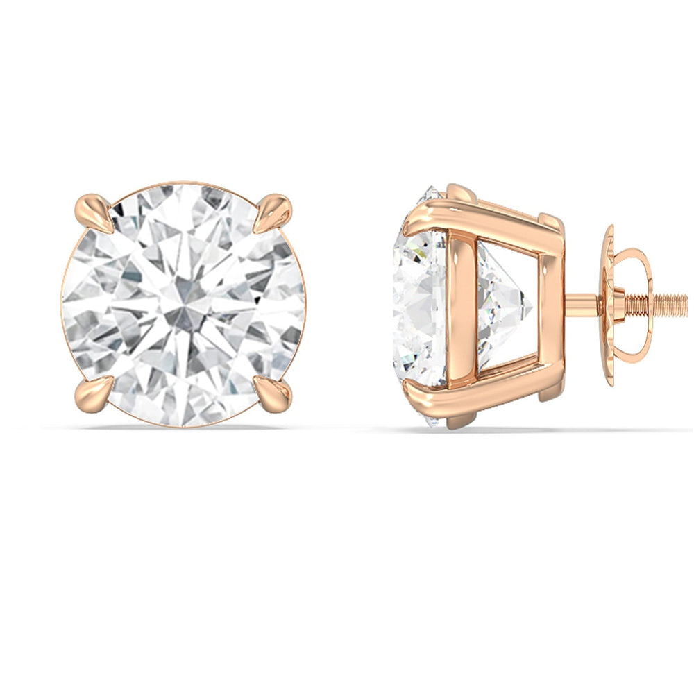 Certified Luxe Four Prong Lab Diamond Stud Earrings (IGI G+ VS+) with 14KT Rose Gold / Lab / 12 Cut Diamond in 14KT Rose Gold / Lab / 12 view 4
