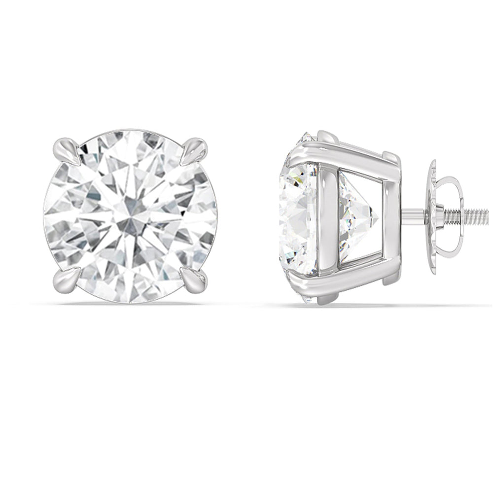 Certified Luxe Four Prong Lab Diamond Stud Earrings (IGI G+ VS+) with Platinum / Lab / 12 Cut Diamond in 14KT Platinum / Lab / 12 view 4
