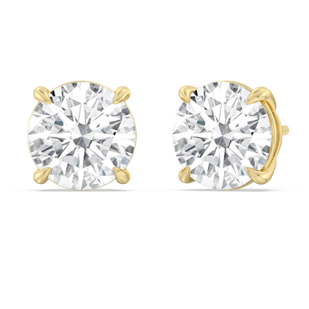 Certified Luxe Four Prong Lab Diamond Stud Earrings (IGI G+ VS+) with 14KT Yellow Gold / Lab / 12 Cut Diamond in 14KT Yellow Gold / Lab / 12 view 1
