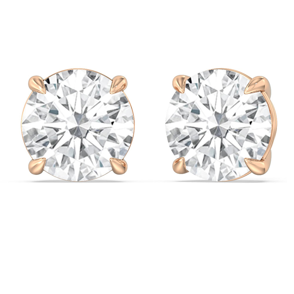 Certified Luxe Four Prong Lab Diamond Stud Earrings (IGI G+ VS+) with 14KT Rose Gold / Lab / 20 Cut Diamond in 14KT Rose Gold / Lab / 20 view 1
