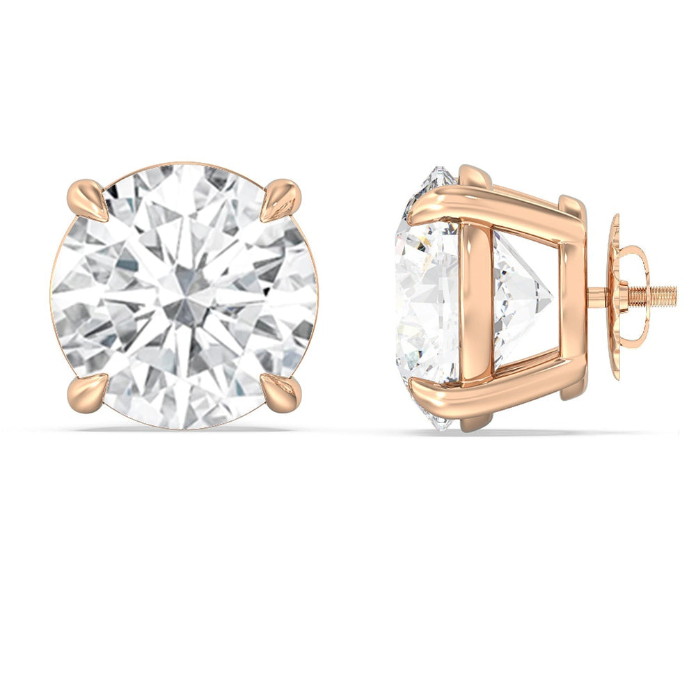 Certified Luxe Four Prong Lab Diamond Stud Earrings (IGI G+ VS+) with 14KT Rose Gold / Lab / 20 Cut Diamond in 14KT Rose Gold / Lab / 20 view 4
