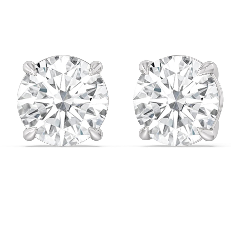 Certified Luxe Four Prong Lab Diamond Stud Earrings (IGI G+ VS+) with 14KT White Gold / Lab / 20 Cut Diamond in 14KT White Gold / Lab / 20 view 1
