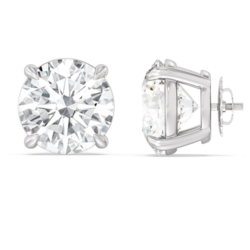 Certified Luxe Four Prong Lab Diamond Stud Earrings (IGI G+ VS+) with Platinum / Lab / 20 Cut Diamond in 14KT Platinum / Lab / 20 view 4
