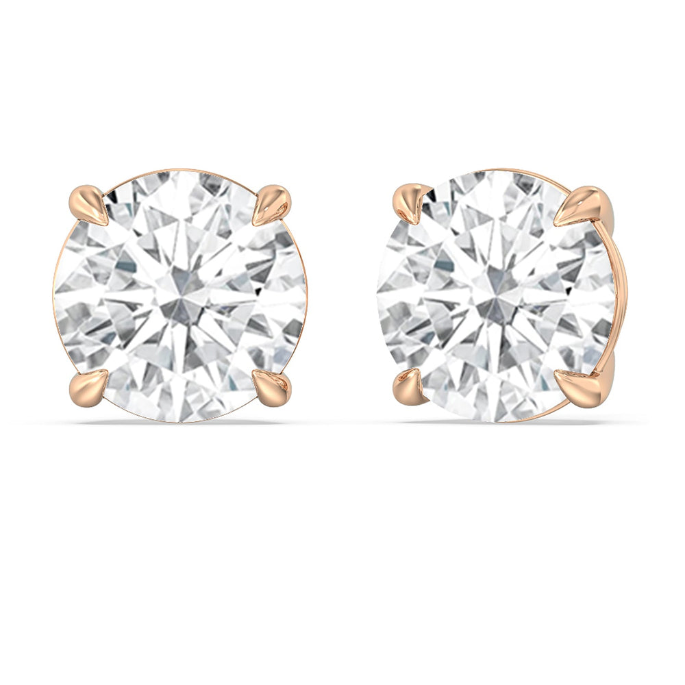 Certified Luxe Four Prong Lab Diamond Stud Earrings (IGI G+ VS+) with 14KT Rose Gold / Lab / 16 Cut Diamond in 14KT Rose Gold / Lab / 16 view 1
