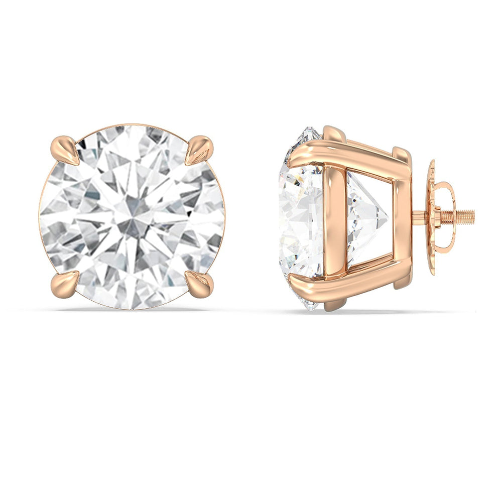 Certified Luxe Four Prong Lab Diamond Stud Earrings (IGI G+ VS+) with 14KT Rose Gold / Lab / 16 Cut Diamond in 14KT Rose Gold / Lab / 16 view 4
