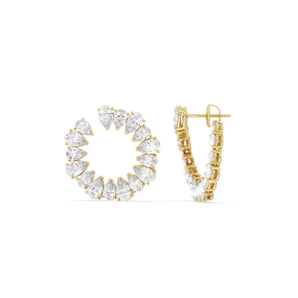 The Kadinsky Hoops Reserve Earrings with 18KT Yellow Gold / Lab / 13 1/3 Cut Diamond in 14KT Yellow Gold / Lab / 13 1/3 view 2
