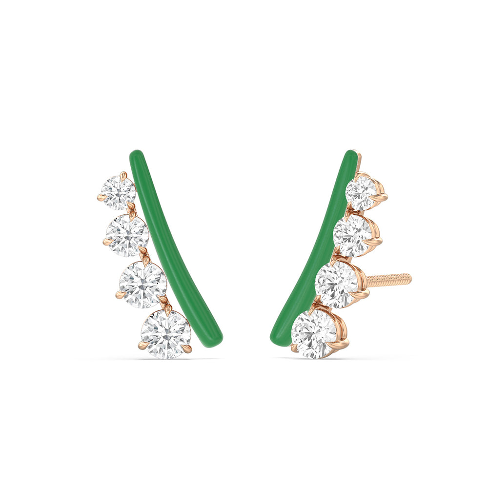 Round Diamond Climbers in Ceramic with 14KT Rose Gold / Evergreen / 1 3/4 Cut Diamond in 14KT Rose Gold / Evergreen / 1 3/4 view 1
