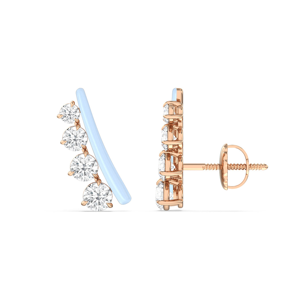 Round Diamond Climbers in Ceramic with 14KT Rose Gold / Mist / 1 3/4 Cut Diamond in 14KT Rose Gold / Mist / 1 3/4 view 2

