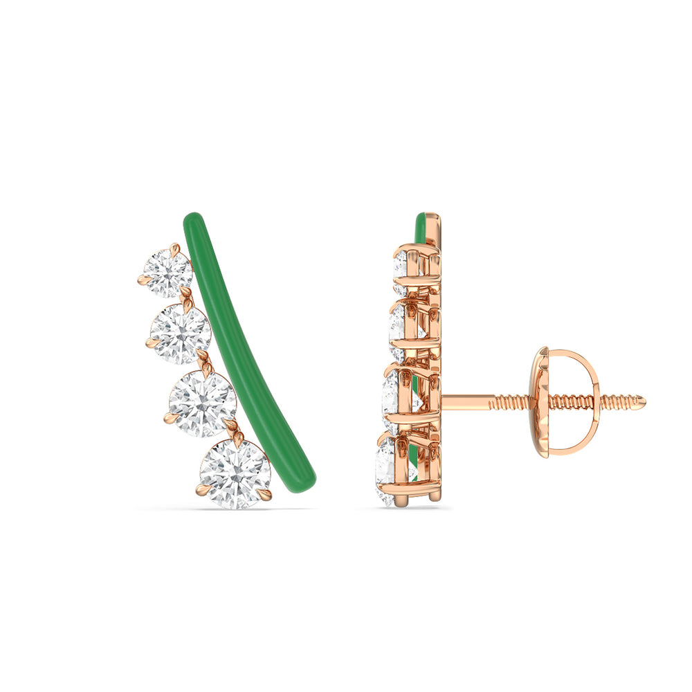 Round Diamond Climbers in Ceramic with 14KT Rose Gold / Evergreen / 1 3/4 Cut Diamond in 14KT Rose Gold / Evergreen / 1 3/4 view 2
