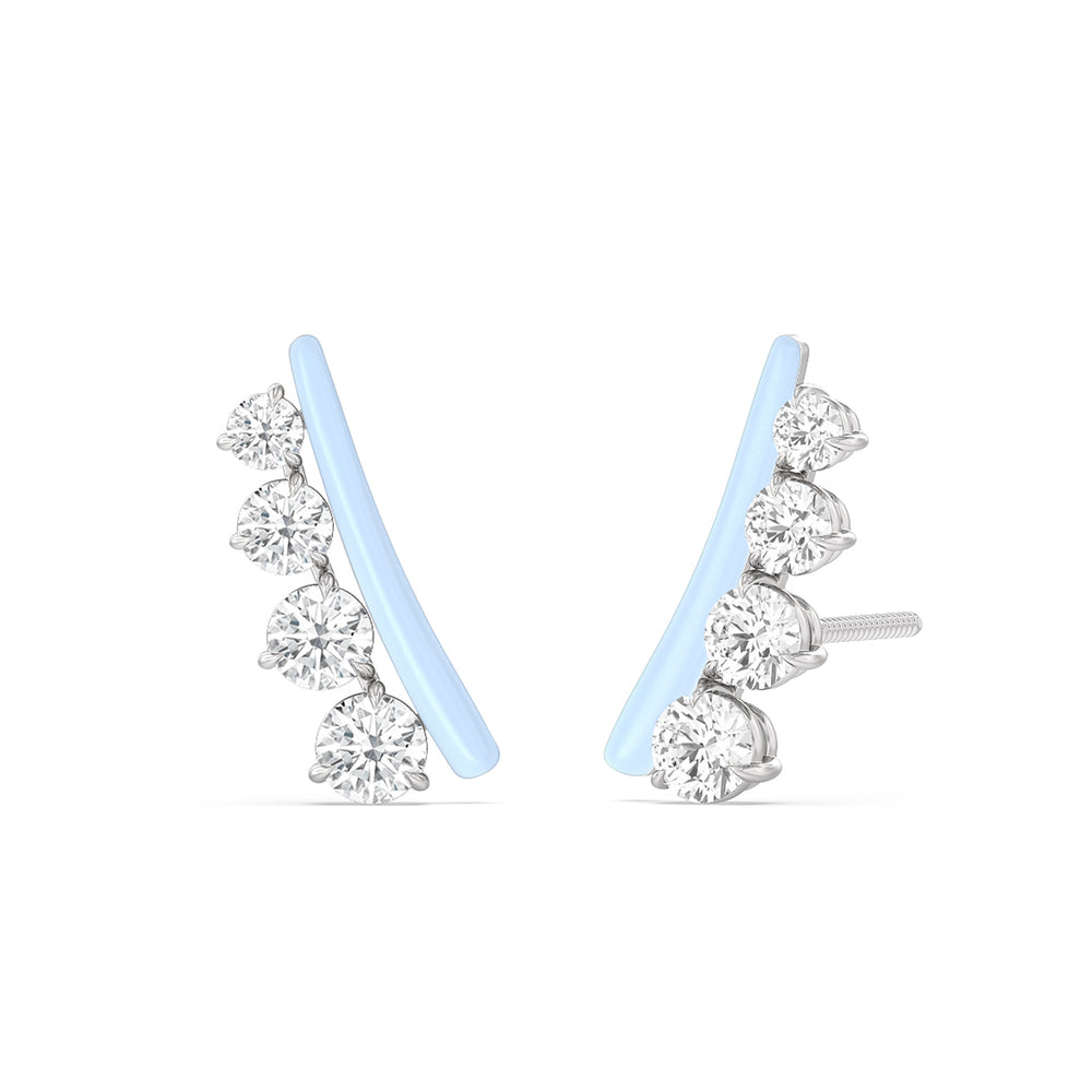 Round Diamond Climbers in Ceramic with 14KT White Gold / Mist / 1 3/4 Cut Diamond in 14KT White Gold / Mist / 1 3/4 view 1
