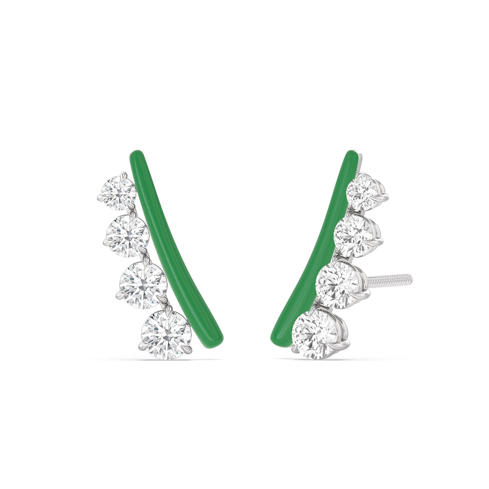 Round Diamond Climbers in Ceramic with 14KT White Gold / Evergreen / 1 3/4 Cut Diamond in 14KT White Gold / Evergreen / 1 3/4 view 1
