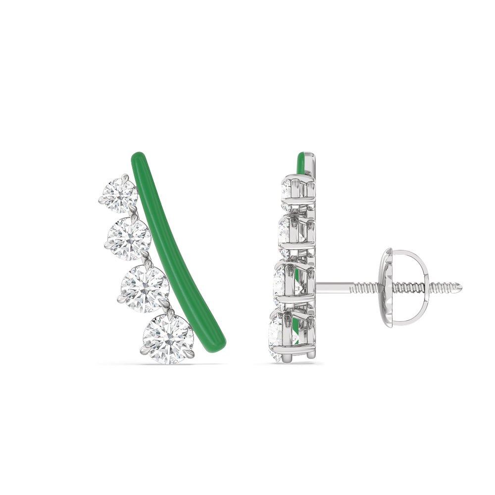 Round Diamond Climbers in Ceramic with 14KT White Gold / Evergreen / 1 3/4 Cut Diamond in 14KT White Gold / Evergreen / 1 3/4 view 2
