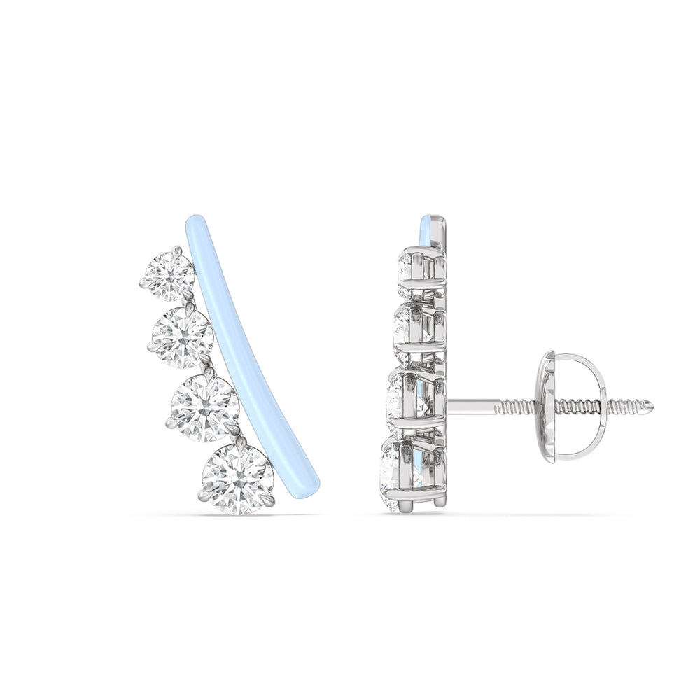 Round Diamond Climbers in Ceramic with 14KT White Gold / Mist / 1 3/4 Cut Diamond in 14KT White Gold / Mist / 1 3/4 view 2
