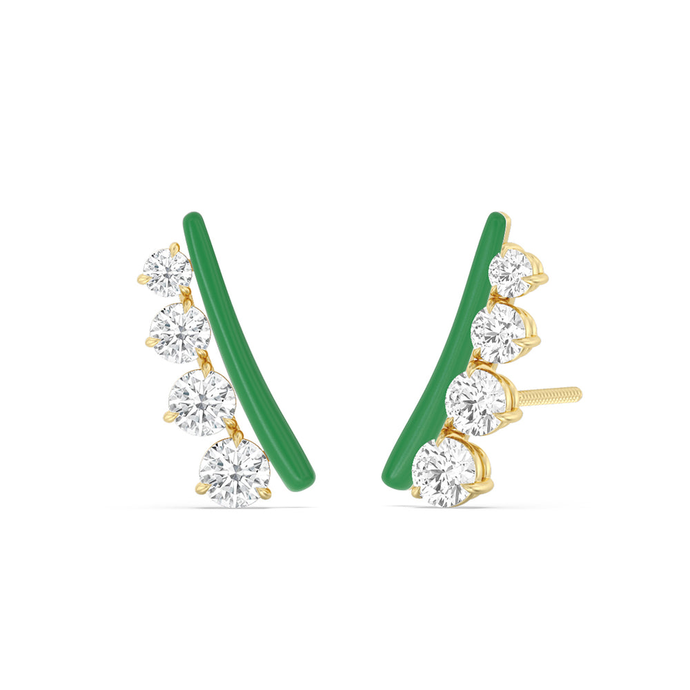 Round Diamond Climbers in Ceramic with 14KT Yellow Gold / Evergreen / 1 3/4 Cut Diamond in 14KT Yellow Gold / Evergreen / 1 3/4 view 1
