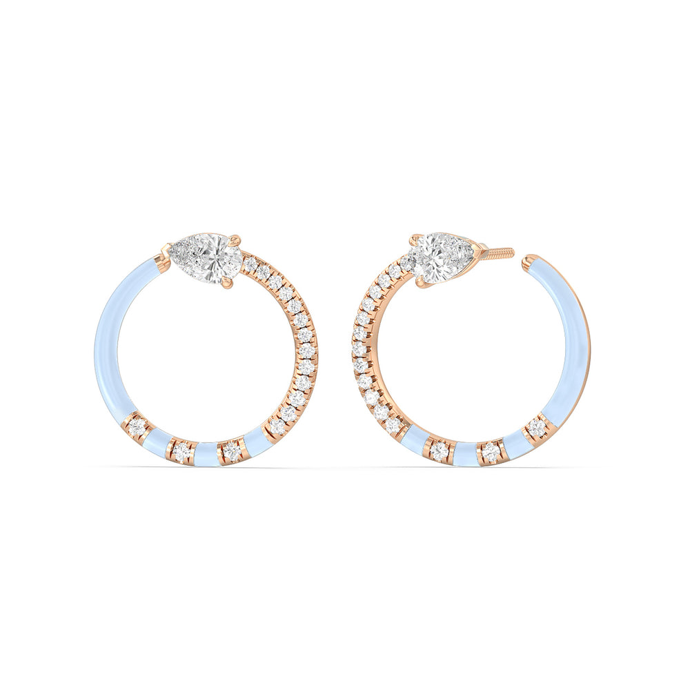 Half Diamond Pear Hoops in Ceramic with 14KT Rose Gold / Mist / 1 1/3 Cut Diamond in 14KT Rose Gold / Mist / 1 1/3 view 1
