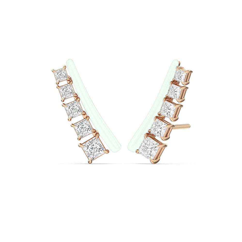 Princess Cut Climbers in Ceramic with 14KT Rose Gold / Honeydew / 1 3/8 Cut Diamond in 14KT Rose Gold / Honeydew / 1 3/8 view 1
