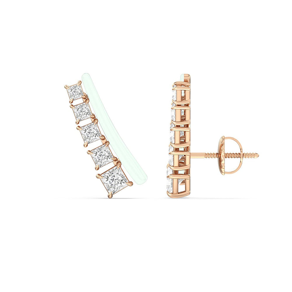 Princess Cut Climbers in Ceramic with 14KT Rose Gold / Honeydew / 1 3/8 Cut Diamond in 14KT Rose Gold / Honeydew / 1 3/8 view 2
