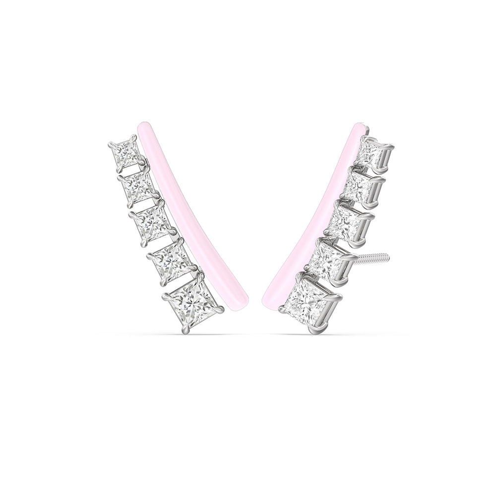 Princess Cut Climbers in Ceramic with 14KT White Gold / Lavender Rose / 1 3/8 Cut Diamond in 14KT White Gold / Lavender Rose / 1 3/8 view 1
