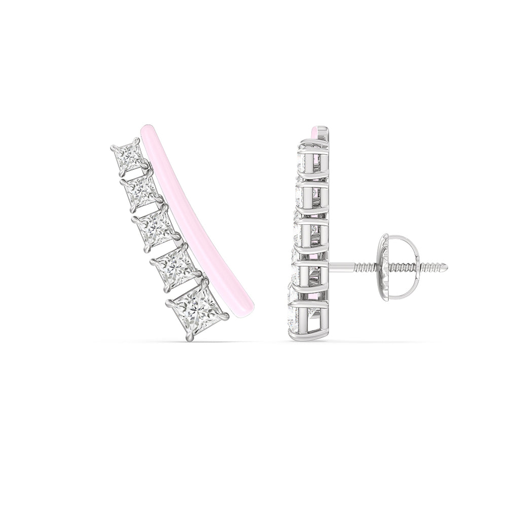 Princess Cut Climbers in Ceramic with 14KT White Gold / Lavender Rose / 1 3/8 Cut Diamond in 14KT White Gold / Lavender Rose / 1 3/8 view 2
