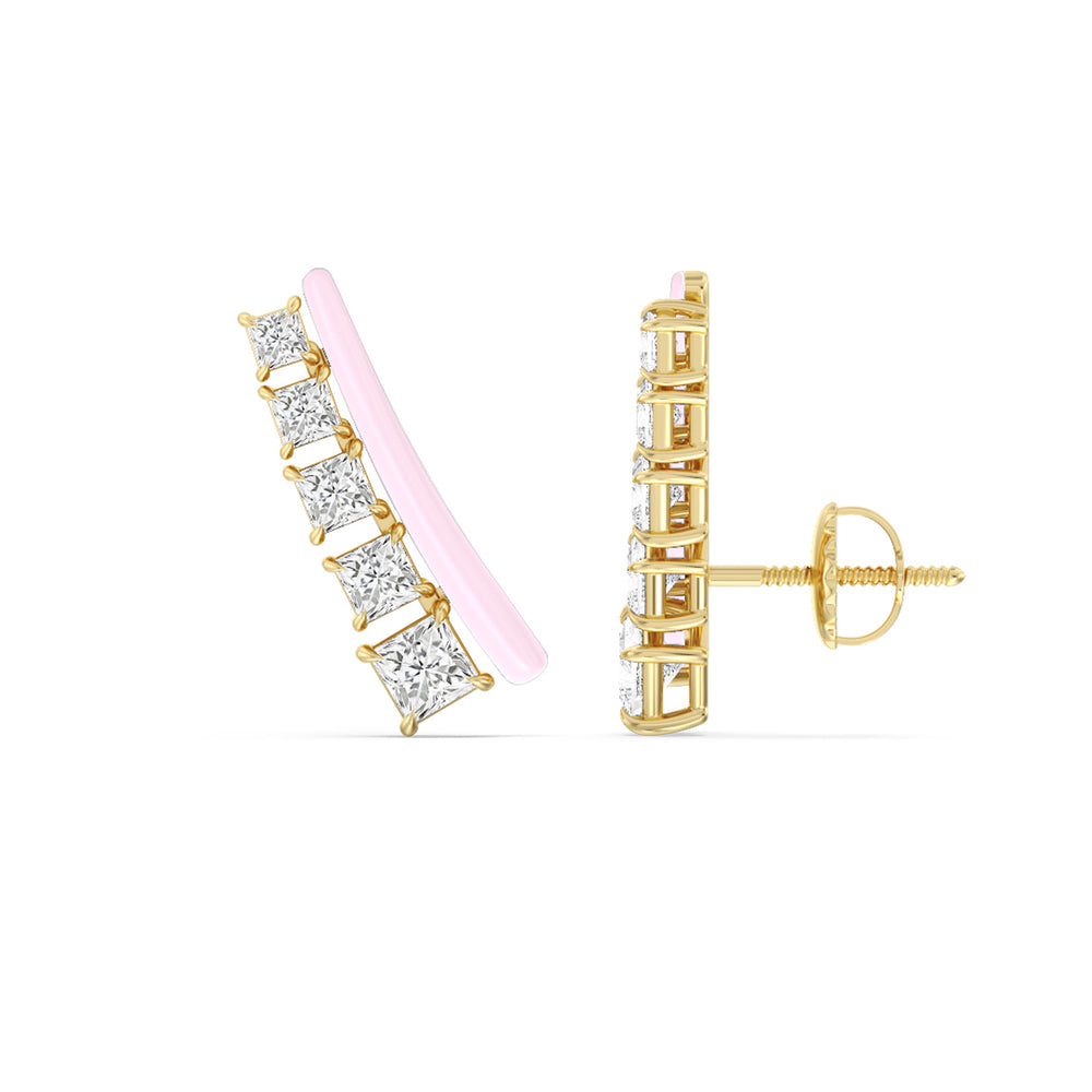 Princess Cut Climbers in Ceramic with 14KT Yellow Gold / Lavender Rose / 1 3/8 Cut Diamond in 14KT Yellow Gold / Lavender Rose / 1 3/8 view 2

