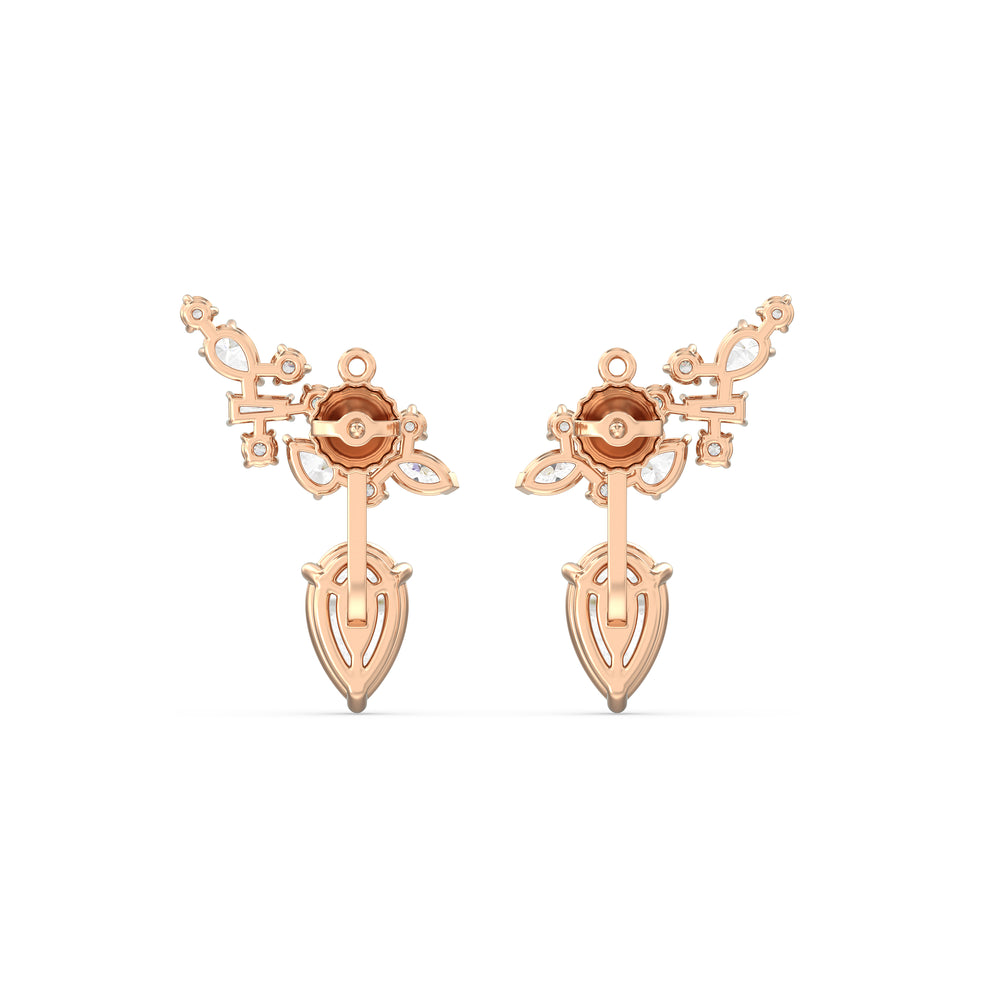 Cluster Pear Drop Earrings with 14KT Rose Gold / Lab / 6 Cut Diamond in 14KT Rose Gold / Lab / 6 view 6

