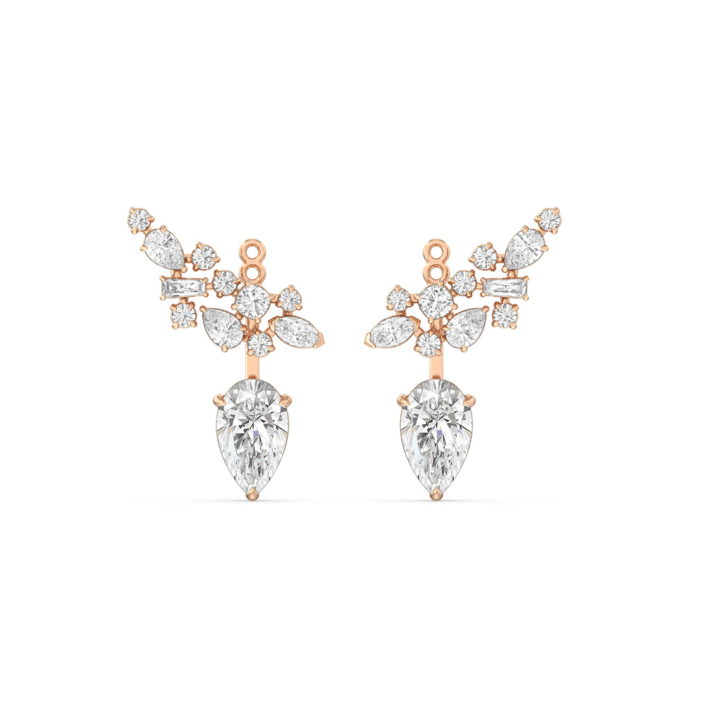 Cluster Pear Drop Earrings with 14KT Rose Gold / Lab / 6 Cut Diamond in 14KT Rose Gold / Lab / 6 view 1
