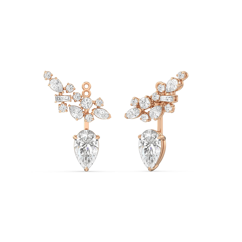 Cluster Pear Drop Earrings with 14KT Rose Gold / Lab / 6 Cut Diamond in 14KT Rose Gold / Lab / 6 view 2
