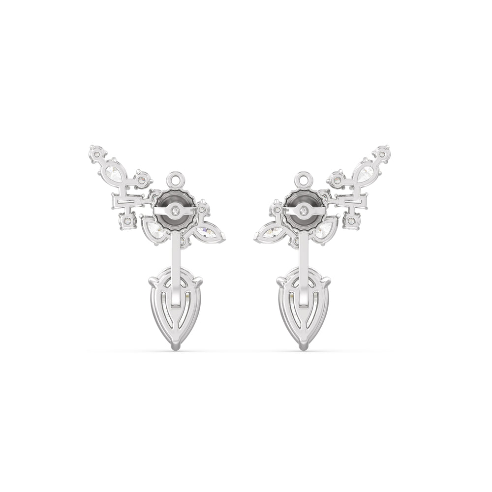 Cluster Pear Drop Earrings with 14KT White Gold / Lab / 6 Cut Diamond in 14KT White Gold / Lab / 6 view 6
