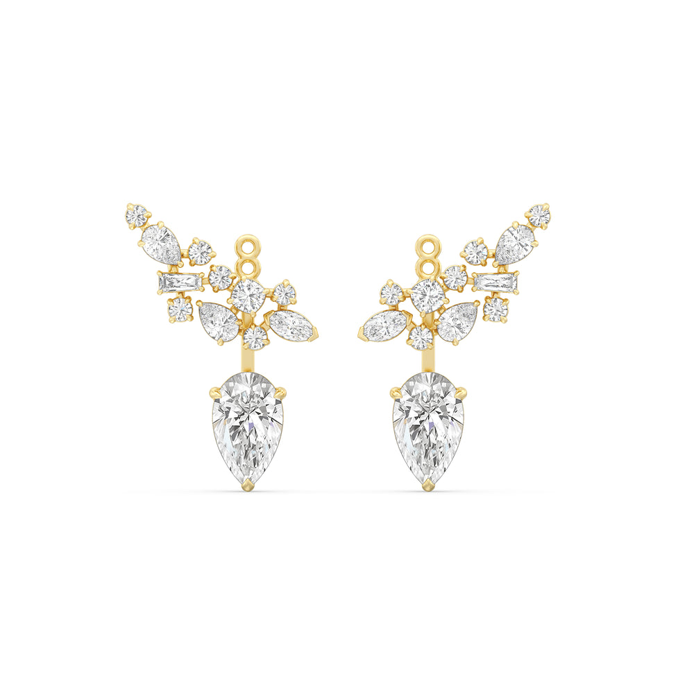 Cluster Pear Drop Earrings with 14KT Yellow Gold / Lab / 6 Cut Diamond in 14KT Yellow Gold / Lab / 6 view 1
