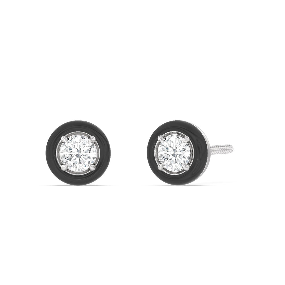 The Ceramic Set with Sterling Silver / Midnight / 1 Cut Diamond in 14KT Sterling Silver / Midnight / 1 view 4
