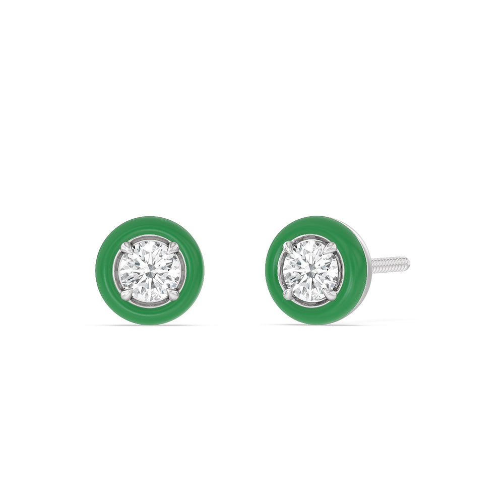 The Ceramic Set with Sterling Silver / Evergreen / 1 Cut Diamond in 14KT Sterling Silver / Evergreen / 1 view 4
