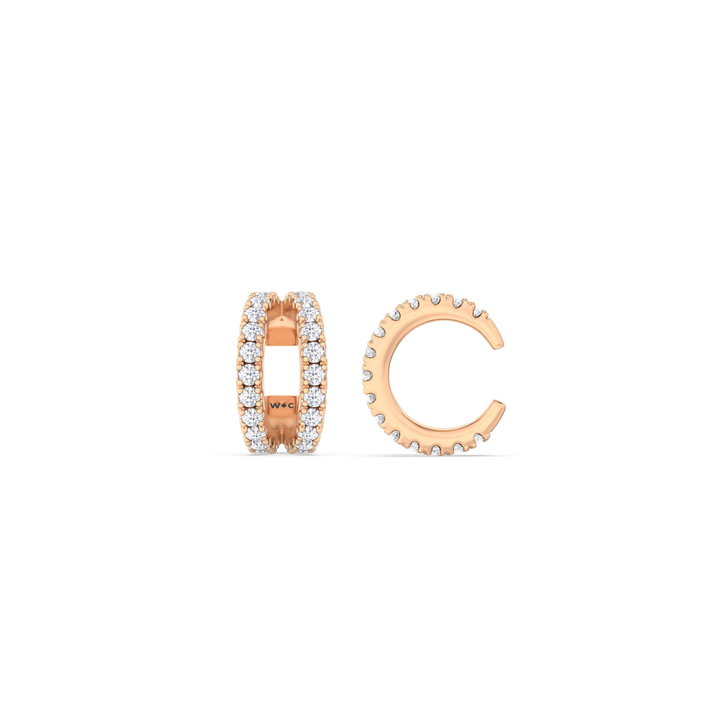 Tapered Duet Ear Cuffs with 14KT Rose Gold / Lab / 1/2 Cut Diamond in 14KT Rose Gold / Lab / 1/2 view 5
