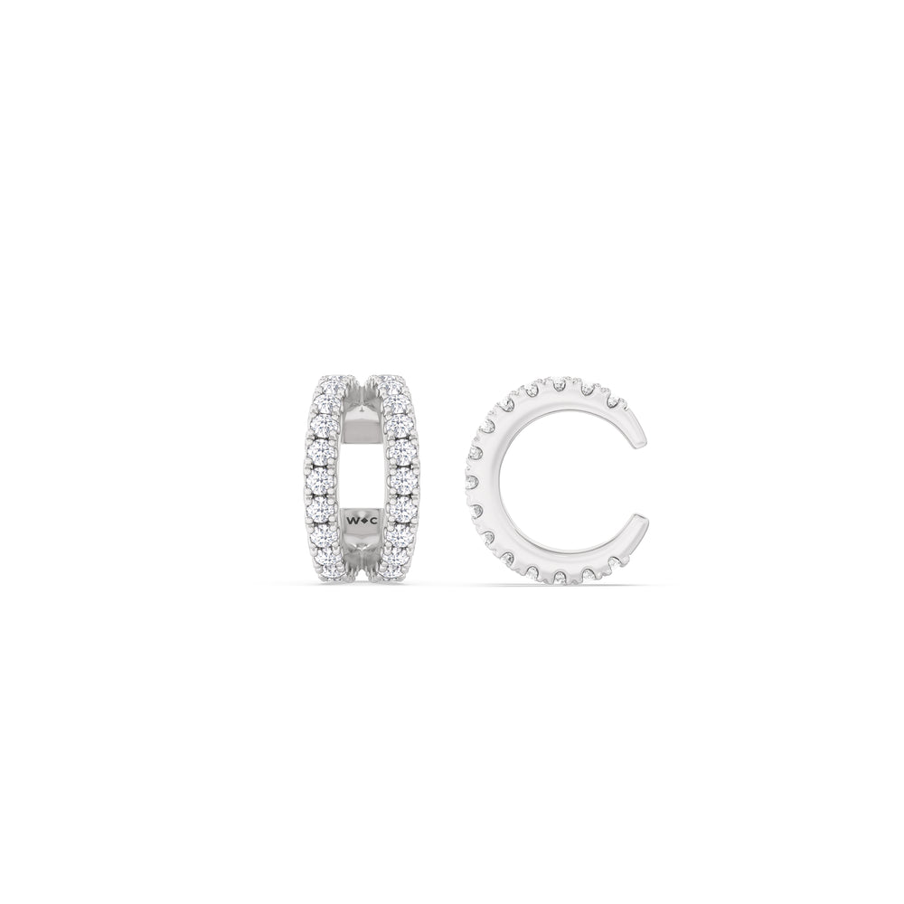 Tapered Duet Ear Cuffs with 14KT White Gold / Lab / 1/2 Cut Diamond in 14KT White Gold / Lab / 1/2 view 5
