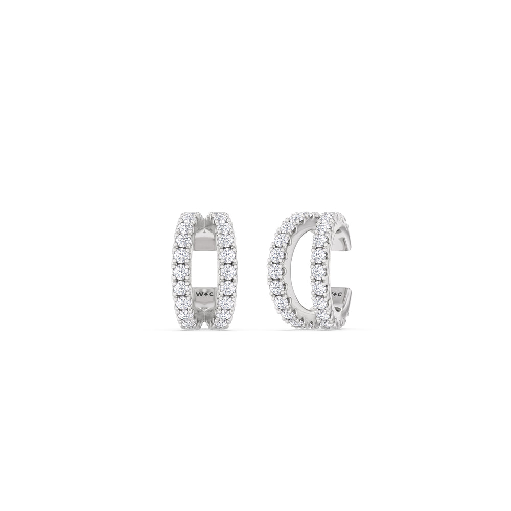 Tapered Duet Ear Cuffs with 14KT White Gold / Lab / 1/2 Cut Diamond in 14KT White Gold / Lab / 1/2 view 1
