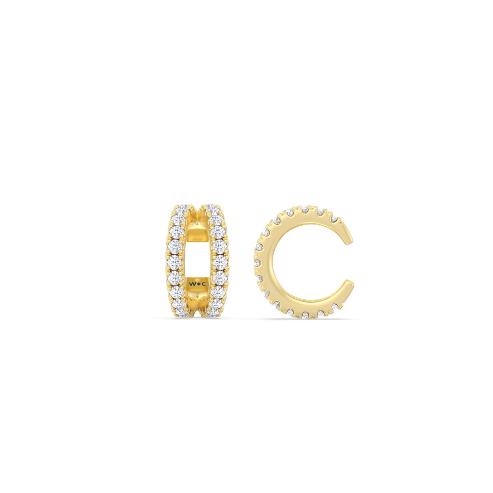 Tapered Duet Ear Cuffs with 14KT Yellow Gold / Lab / 1/2 Cut Diamond in 14KT Yellow Gold / Lab / 1/2 view 5
