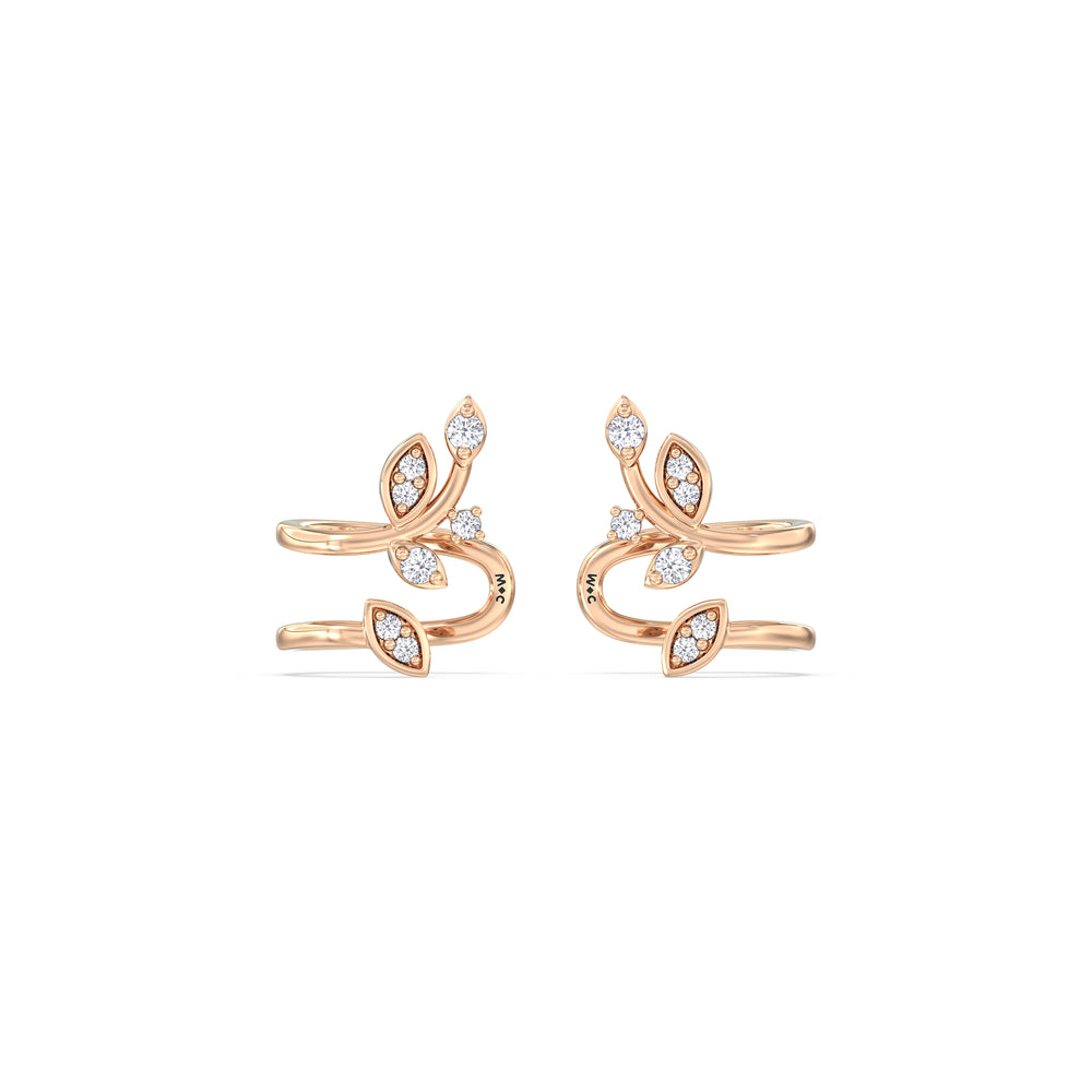 Vine Ear Cuffs with 14KT Rose Gold / Lab / 1/6 Cut Diamond in 14KT Rose Gold / Lab / 1/6 view 5
