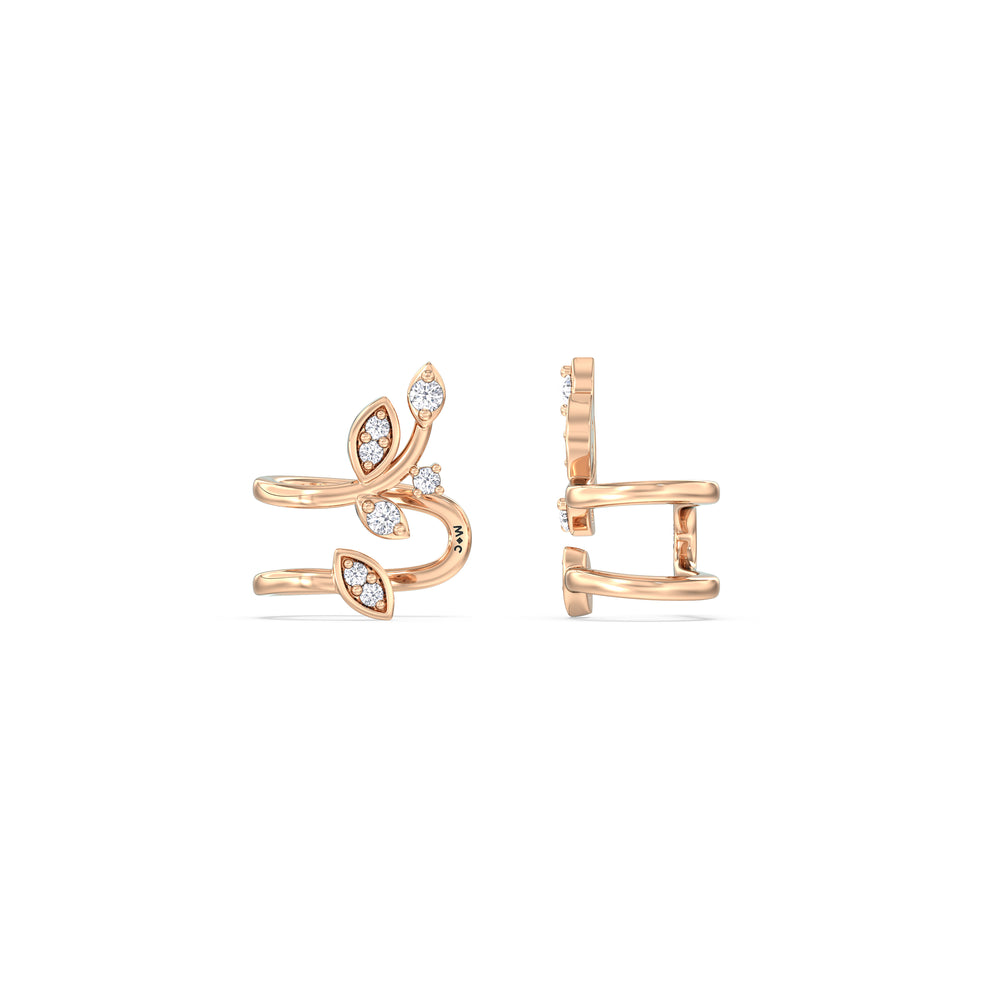 Vine Ear Cuffs with 14KT Rose Gold / Lab / 1/6 Cut Diamond in 14KT Rose Gold / Lab / 1/6 view 4
