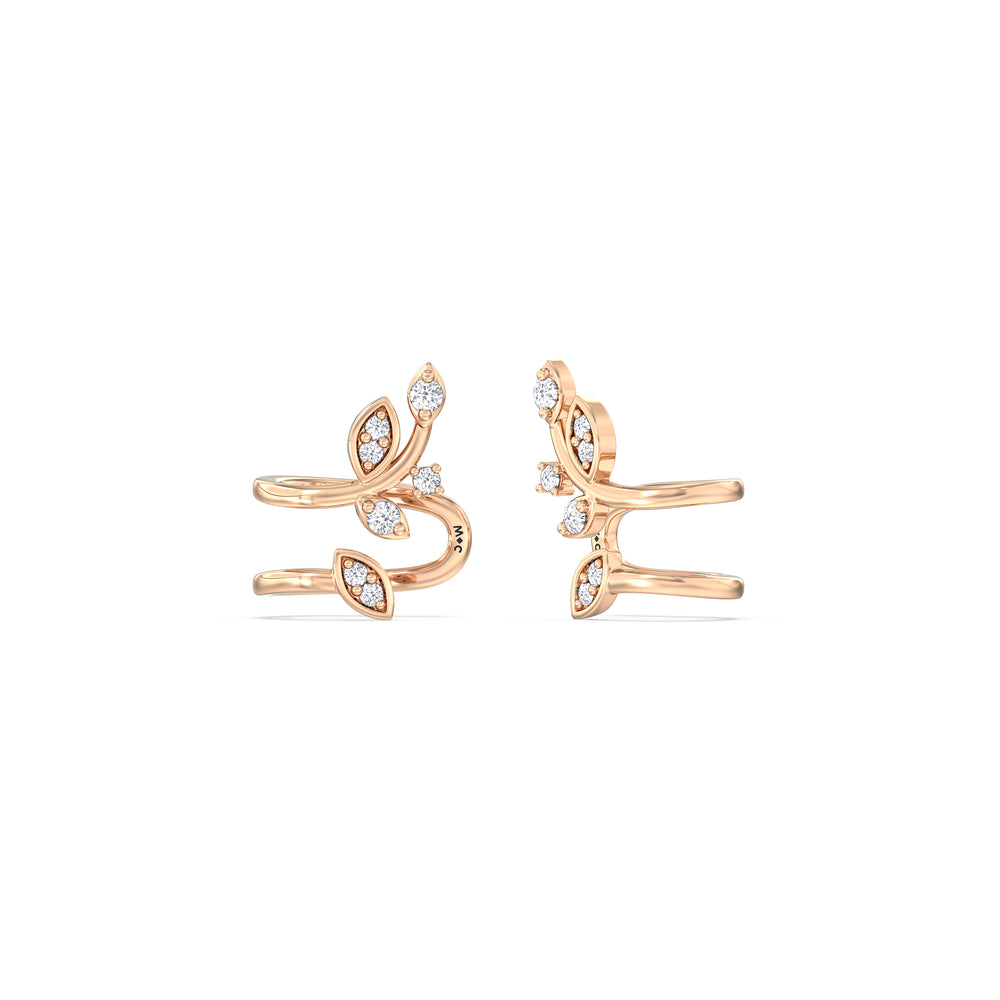 Vine Ear Cuffs with 14KT Rose Gold / Lab / 1/6 Cut Diamond in 14KT Rose Gold / Lab / 1/6 view 1
