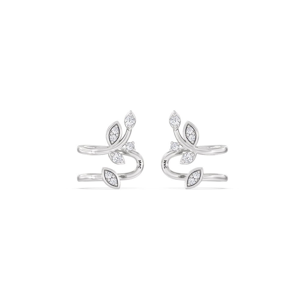 Vine Ear Cuffs with 14KT White Gold / Lab / 1/6 Cut Diamond in 14KT White Gold / Lab / 1/6 view 4
