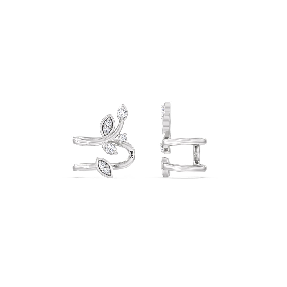 Vine Ear Cuffs with 14KT White Gold / Lab / 1/6 Cut Diamond in 14KT White Gold / Lab / 1/6 view 5
