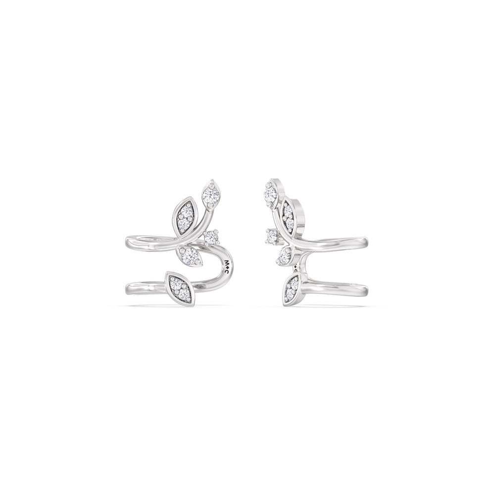 Vine Ear Cuffs with 14KT White Gold / Lab / 1/6 Cut Diamond in 14KT White Gold / Lab / 1/6 view 1
