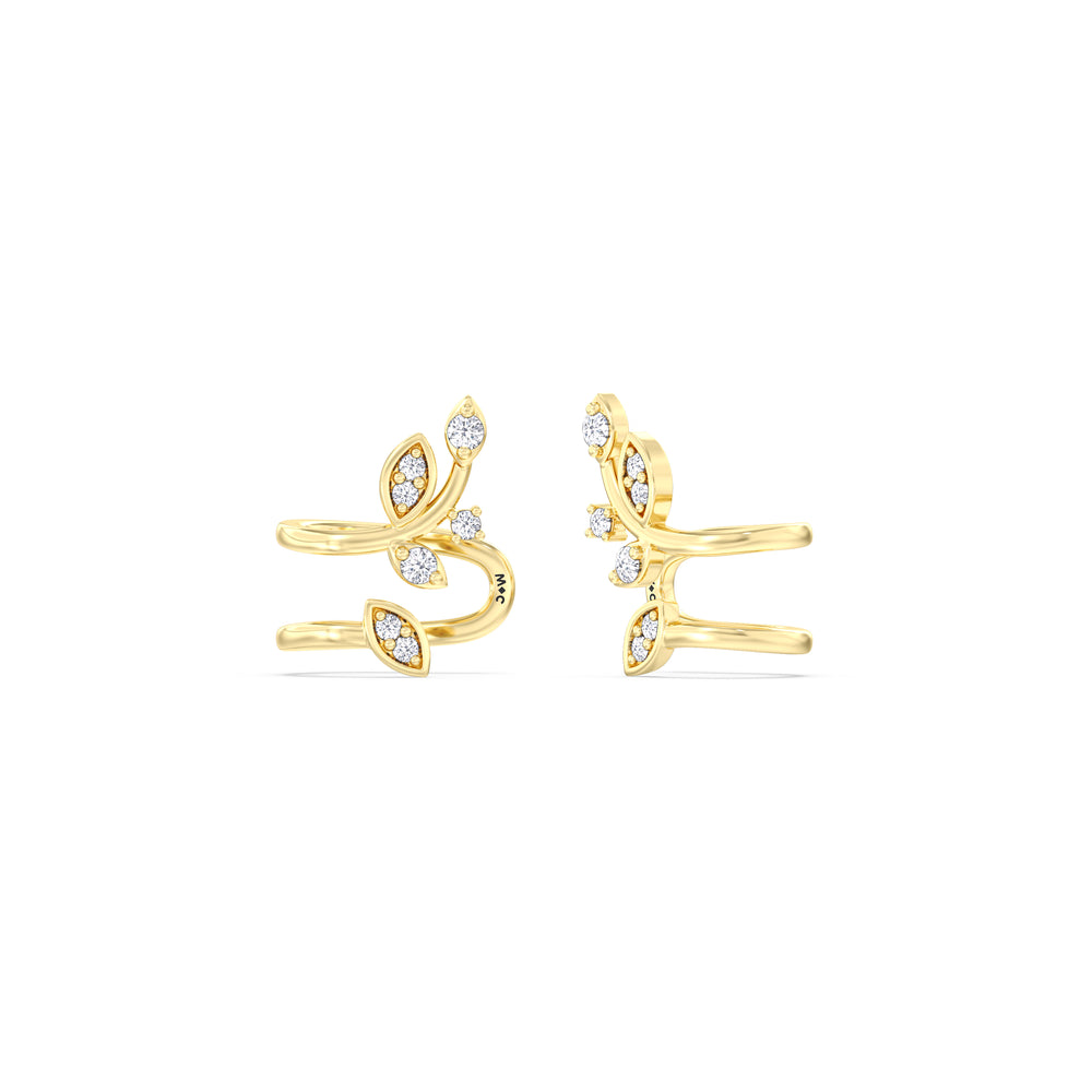 Vine Ear Cuffs with 14KT Yellow Gold / Lab / 1/6 Cut Diamond in 14KT Yellow Gold / Lab / 1/6 view 1
