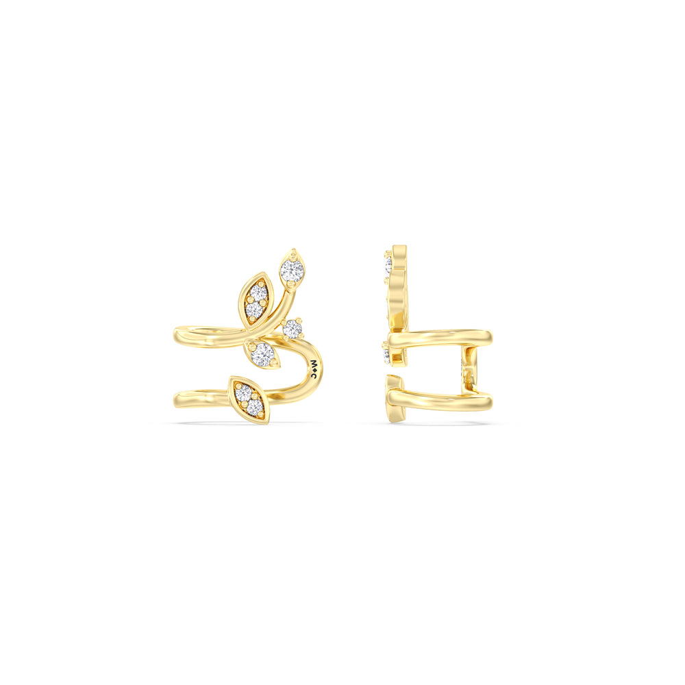Vine Ear Cuffs with 14KT Yellow Gold / Lab / 1/6 Cut Diamond in 14KT Yellow Gold / Lab / 1/6 view 4
