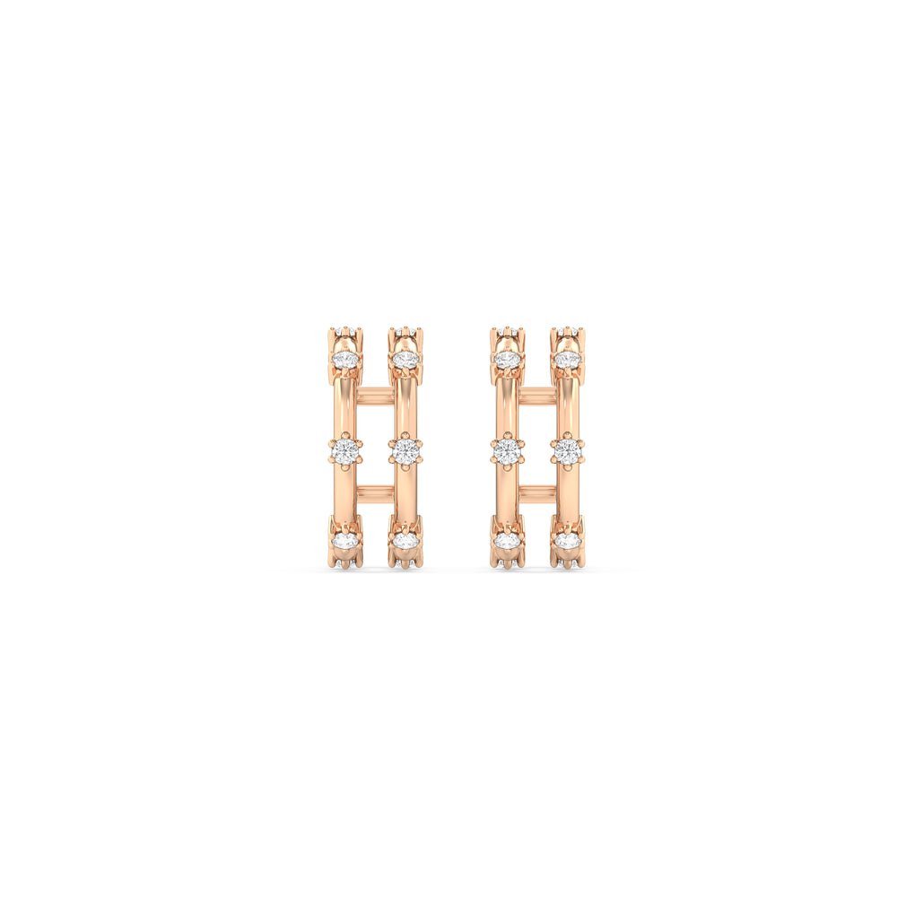 Split Duet Ear Cuffs with 14KT Rose Gold / Lab / 1/4 Cut Diamond in 14KT Rose Gold / Lab / 1/4 view 4
