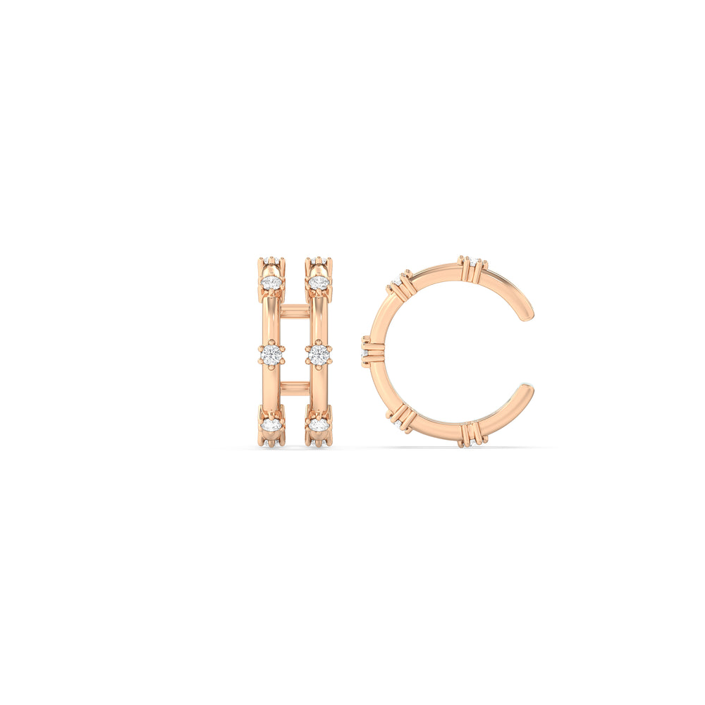 Split Duet Ear Cuffs with 14KT Rose Gold / Lab / 1/4 Cut Diamond in 14KT Rose Gold / Lab / 1/4 view 5
