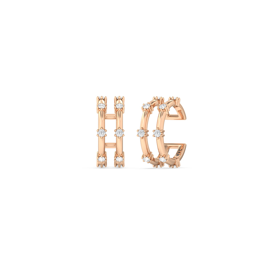 Split Duet Ear Cuffs with 14KT Rose Gold / Lab / 1/4 Cut Diamond in 14KT Rose Gold / Lab / 1/4 view 1
