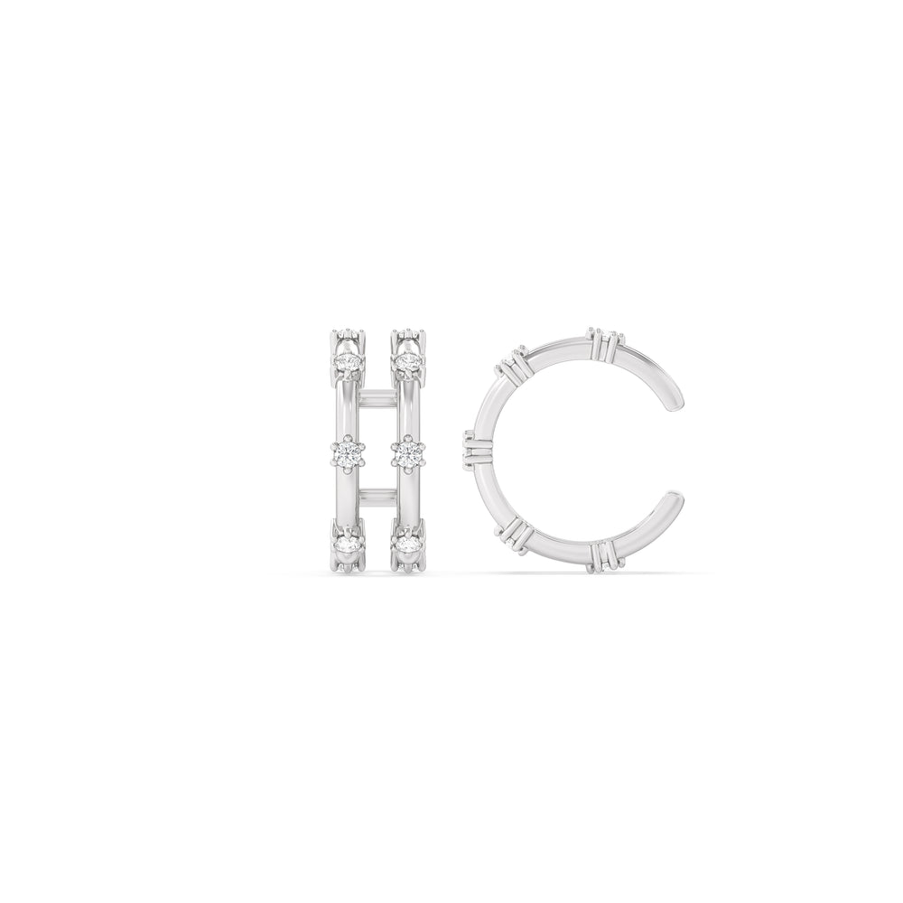Split Duet Ear Cuffs with 14KT White Gold / Lab / 1/4 Cut Diamond in 14KT White Gold / Lab / 1/4 view 5
